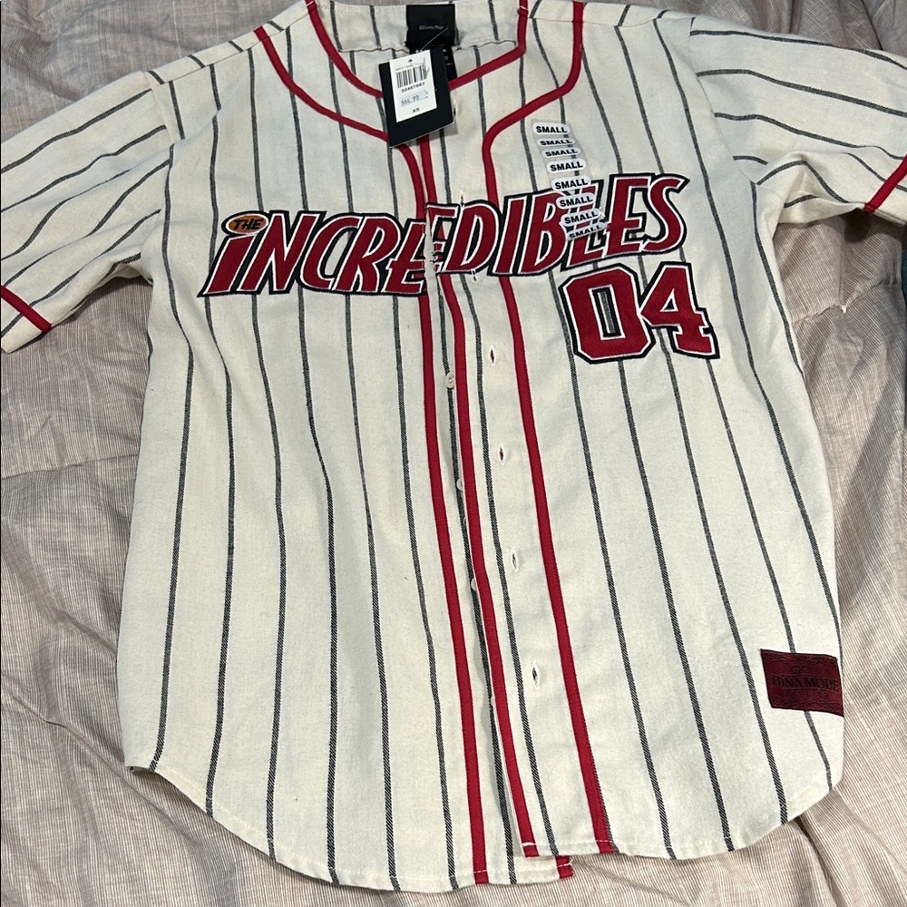 Striped Baseball Shirt - Red and White for unisex